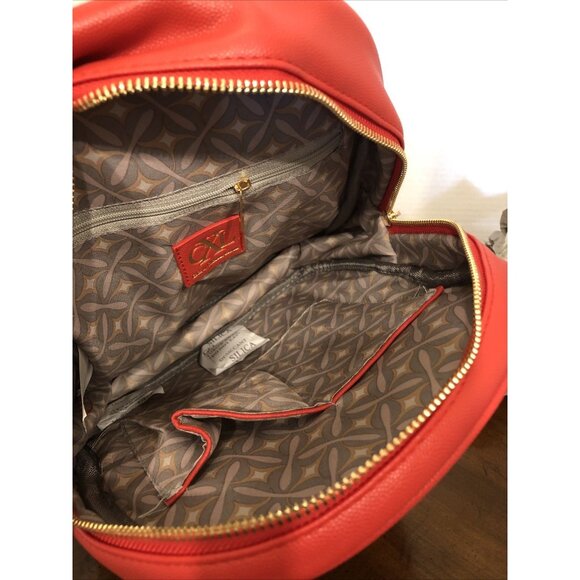 Christian Lacroix Backpack Red Pine Caviar Faux Leather 9” x 10” x 4” - Picture 4 of 7